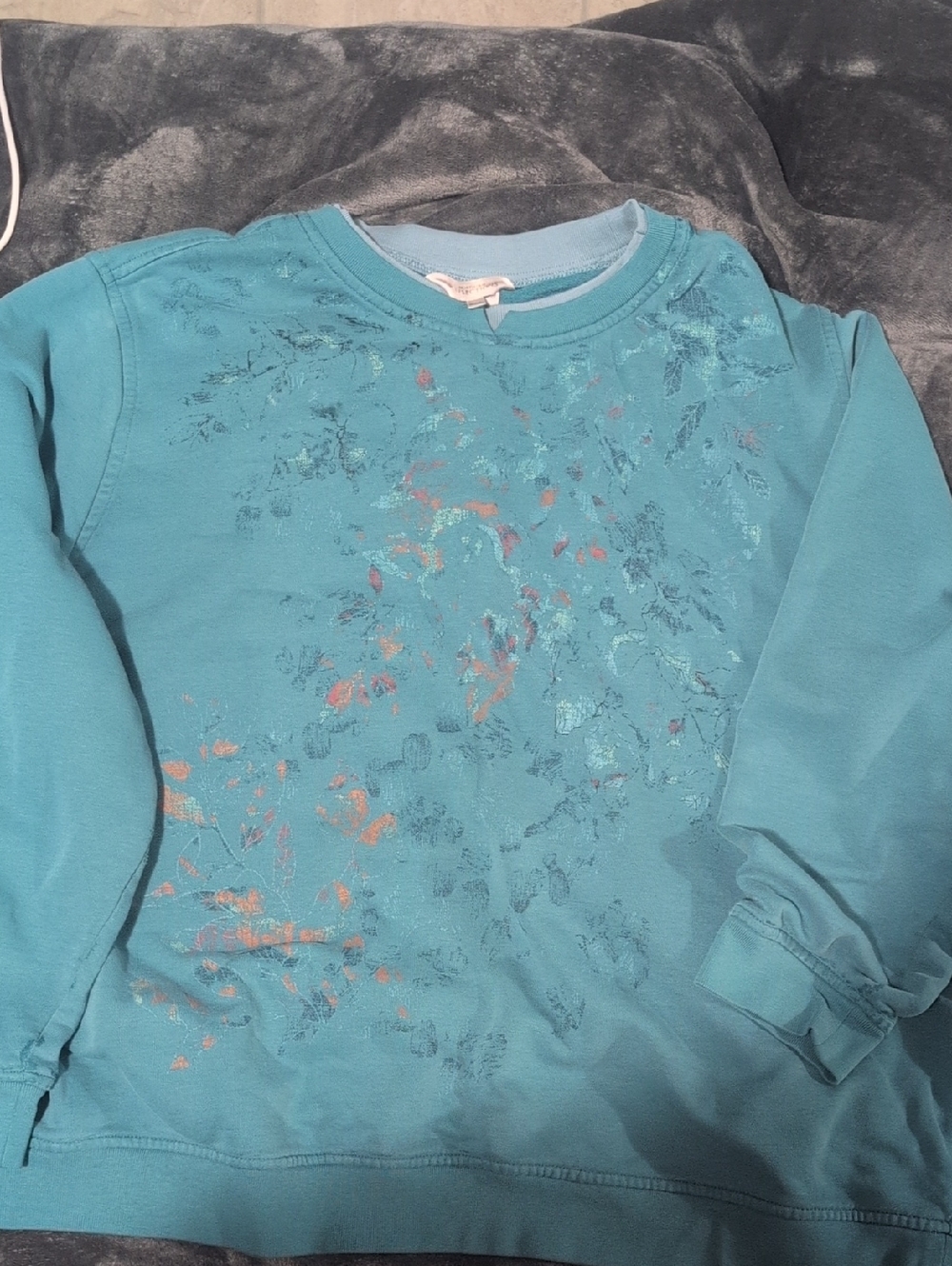 Northern Reflections Teal Crewneck Sweatshirt with Subtle Print
